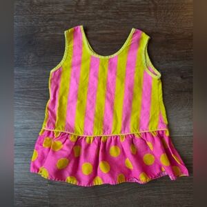 Vintage 1970s Union Made Baby Girl Yellow and Pink Retro Shirt/Dress size 1